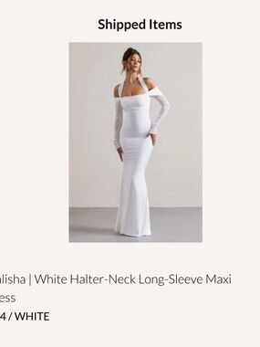 Club London White Halter-Neck Long-Sleeve Maxi Dress